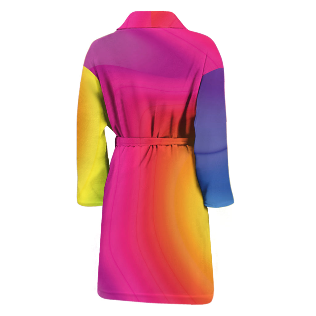 Rainbow Flow Print Men's Bathrobe