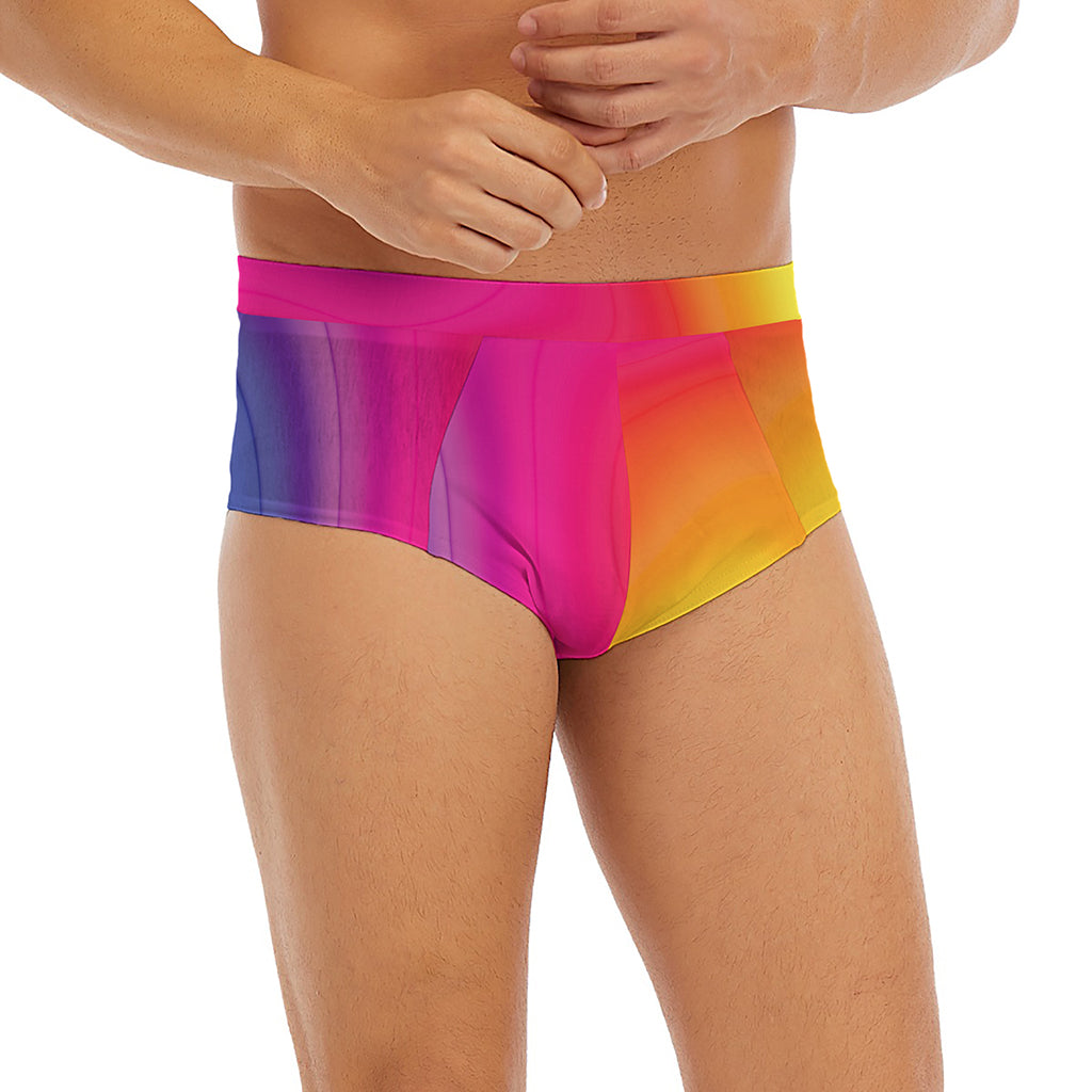 Rainbow Flow Print Men's Briefs