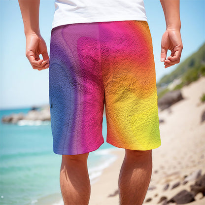 Rainbow Flow Print Men's Cargo Shorts