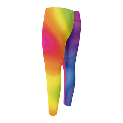 Rainbow Flow Print Men's Compression Pants
