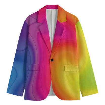 Rainbow Flow Print Men's Cotton Blazer