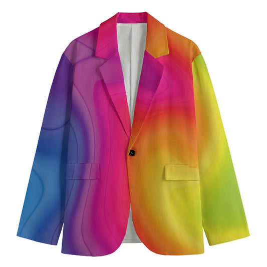 Rainbow Flow Print Men's Cotton Blazer