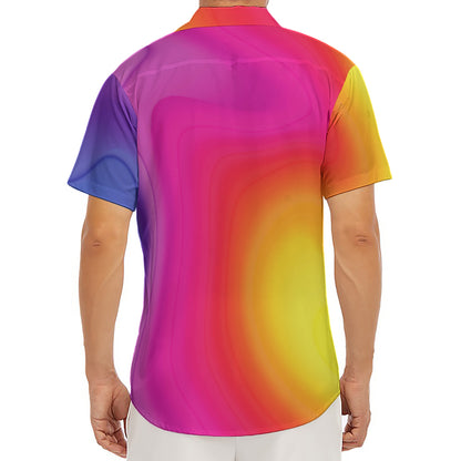Rainbow Flow Print Men's Deep V-Neck Shirt