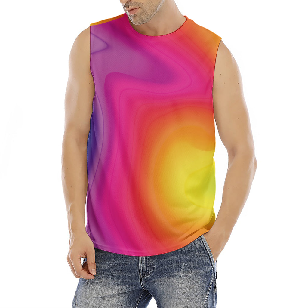 Rainbow Flow Print Men's Fitness Tank Top