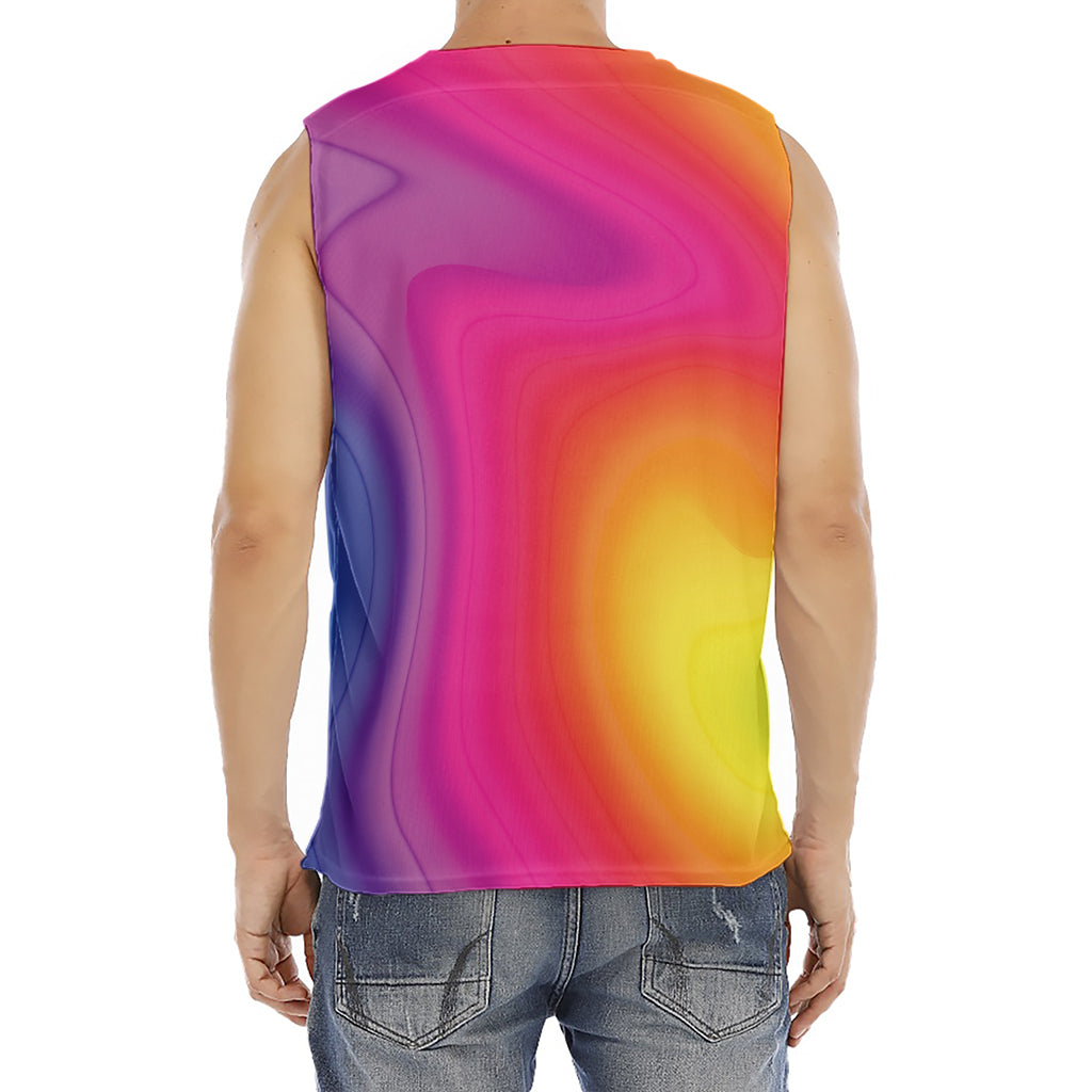 Rainbow Flow Print Men's Fitness Tank Top