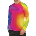 Rainbow Flow Print Men's Long Sleeve Rash Guard