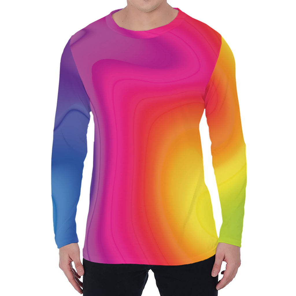 Rainbow Flow Print Men's Long Sleeve T-Shirt