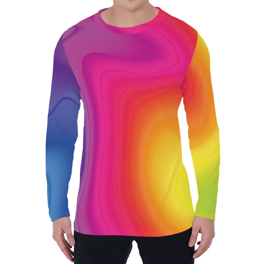 Rainbow Flow Print Men's Long Sleeve T-Shirt