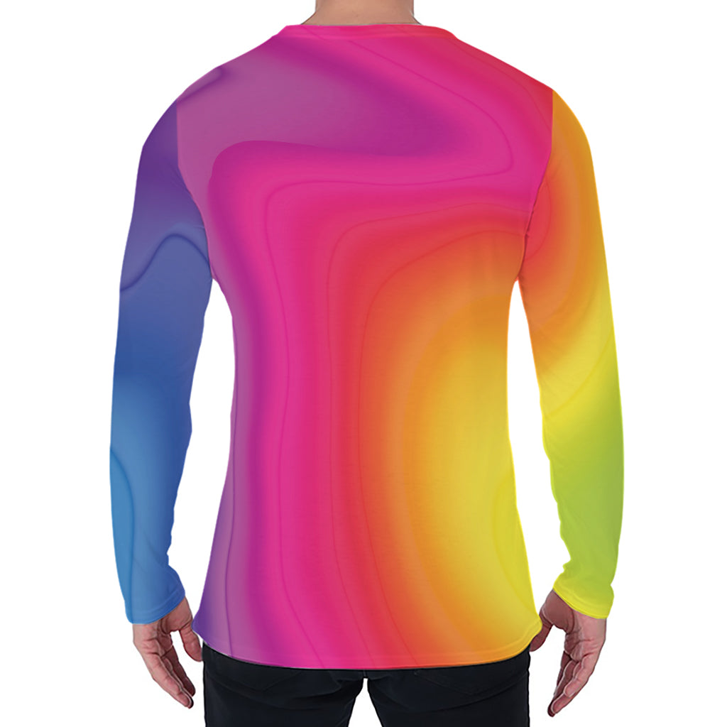 Rainbow Flow Print Men's Long Sleeve T-Shirt