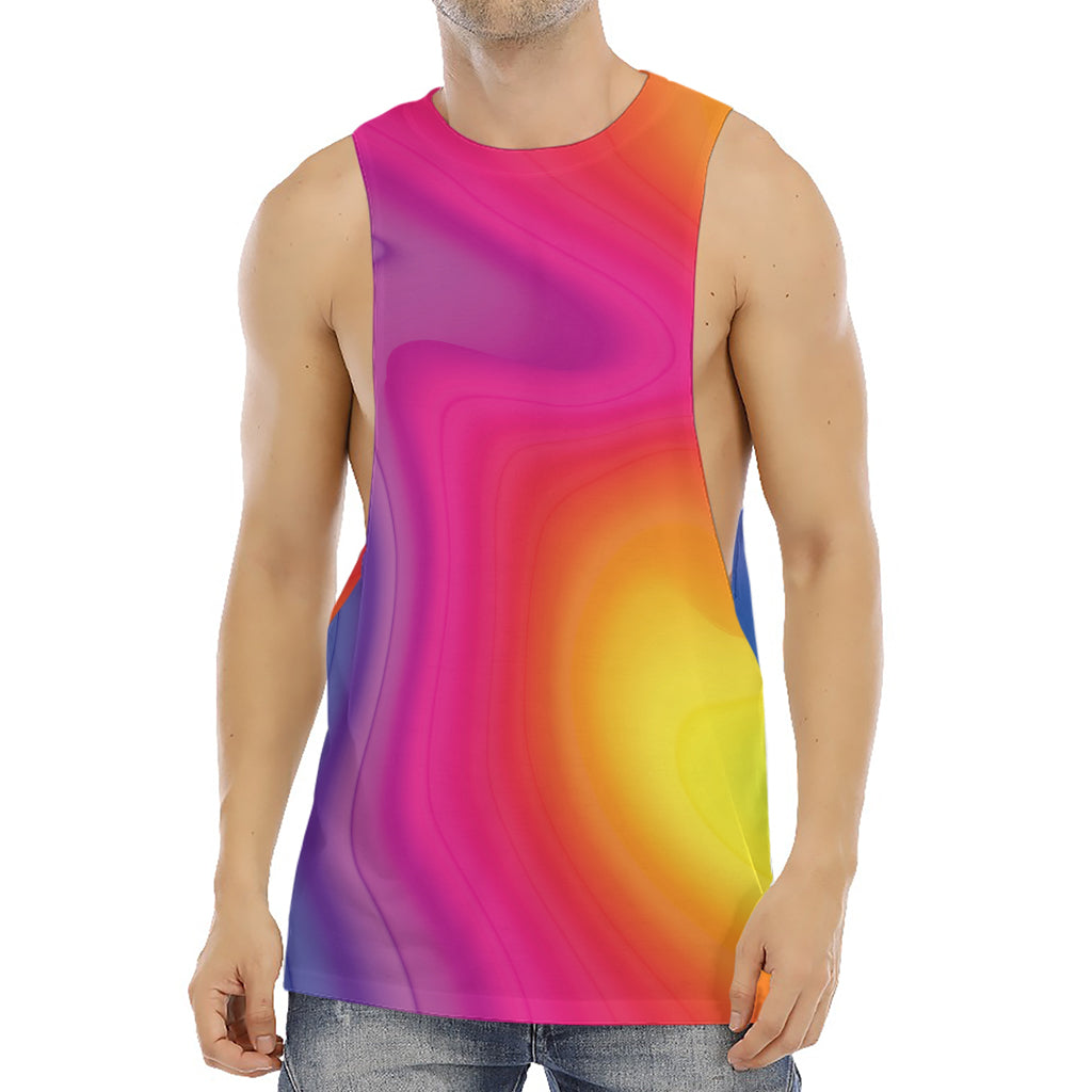 Rainbow Flow Print Men's Muscle Tank Top