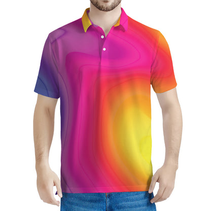 Rainbow Flow Print Men's Polo Shirt