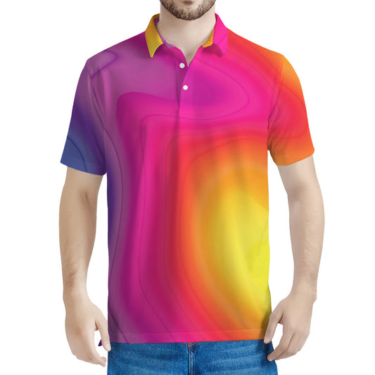 Rainbow Flow Print Men's Polo Shirt