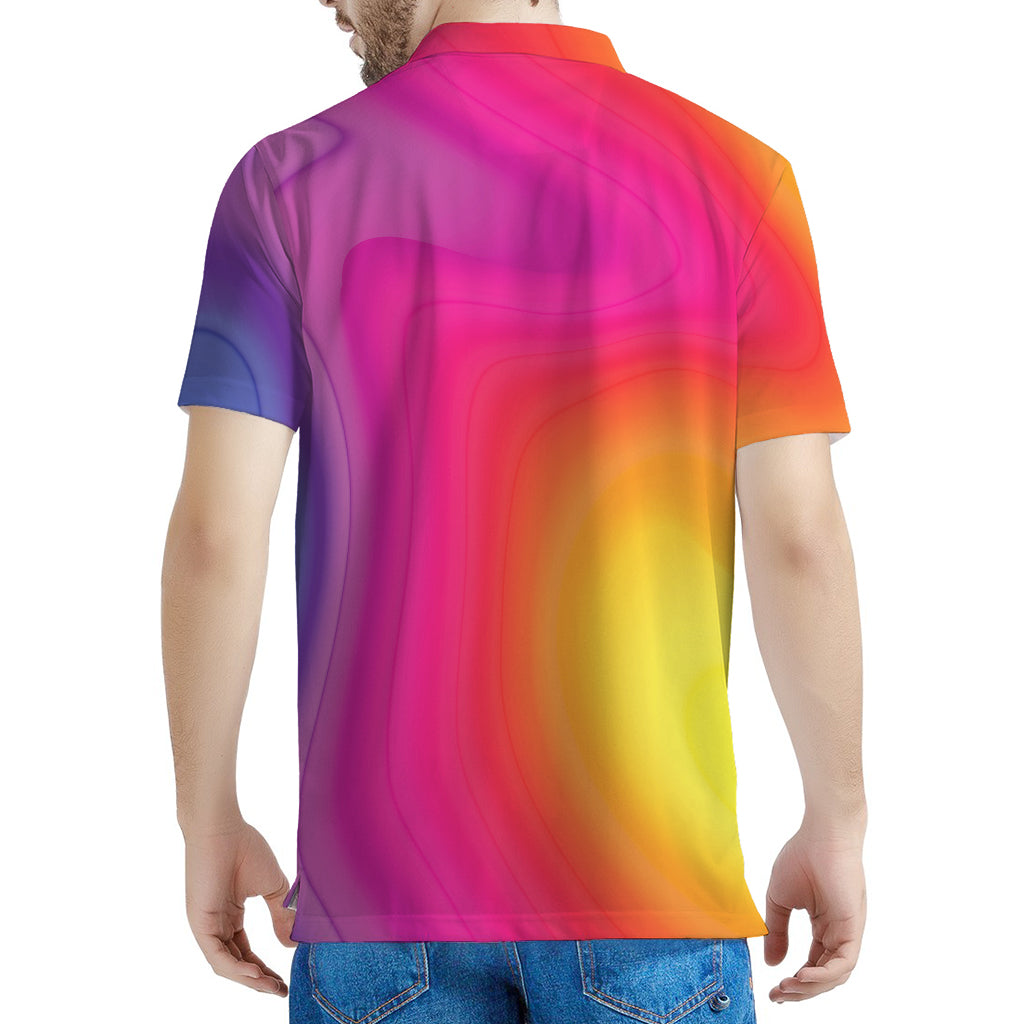 Rainbow Flow Print Men's Polo Shirt