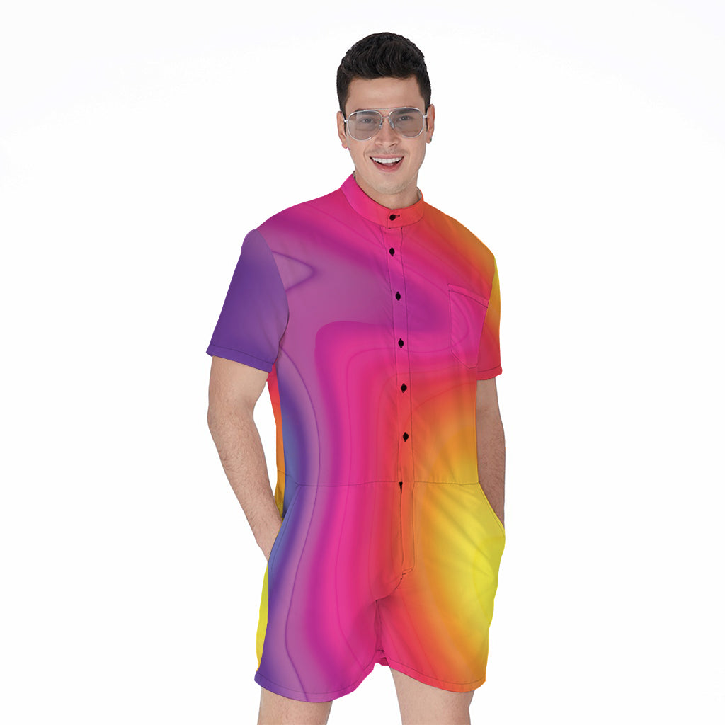 Rainbow Flow Print Men's Rompers