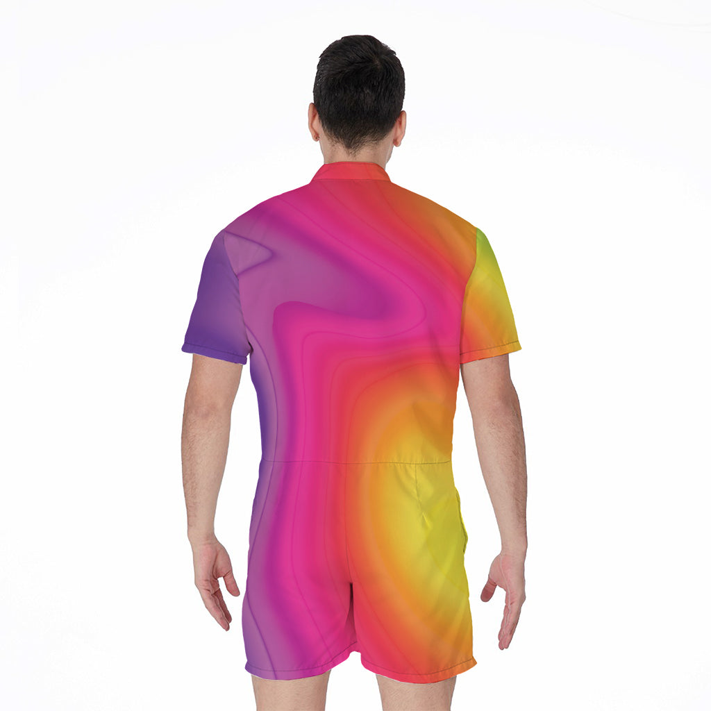 Rainbow Flow Print Men's Rompers