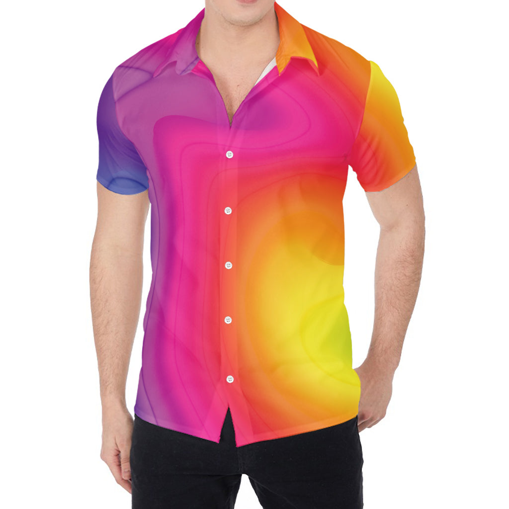 Rainbow Flow Print Men's Shirt