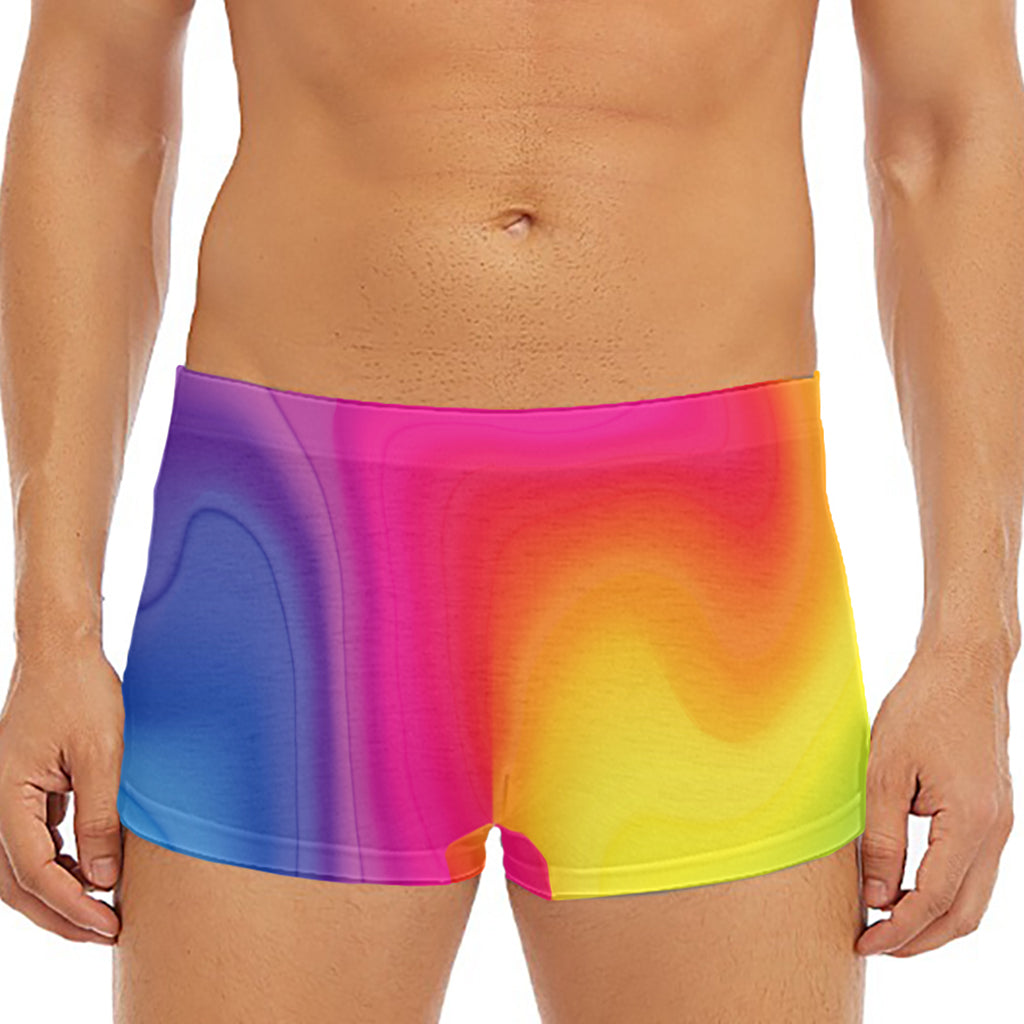 Rainbow Flow Print Men's Short Boxer Briefs