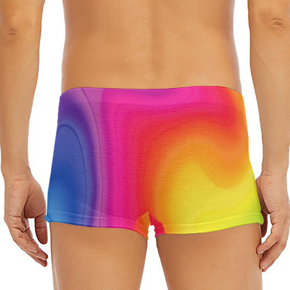 Rainbow Flow Print Men's Short Boxer Briefs