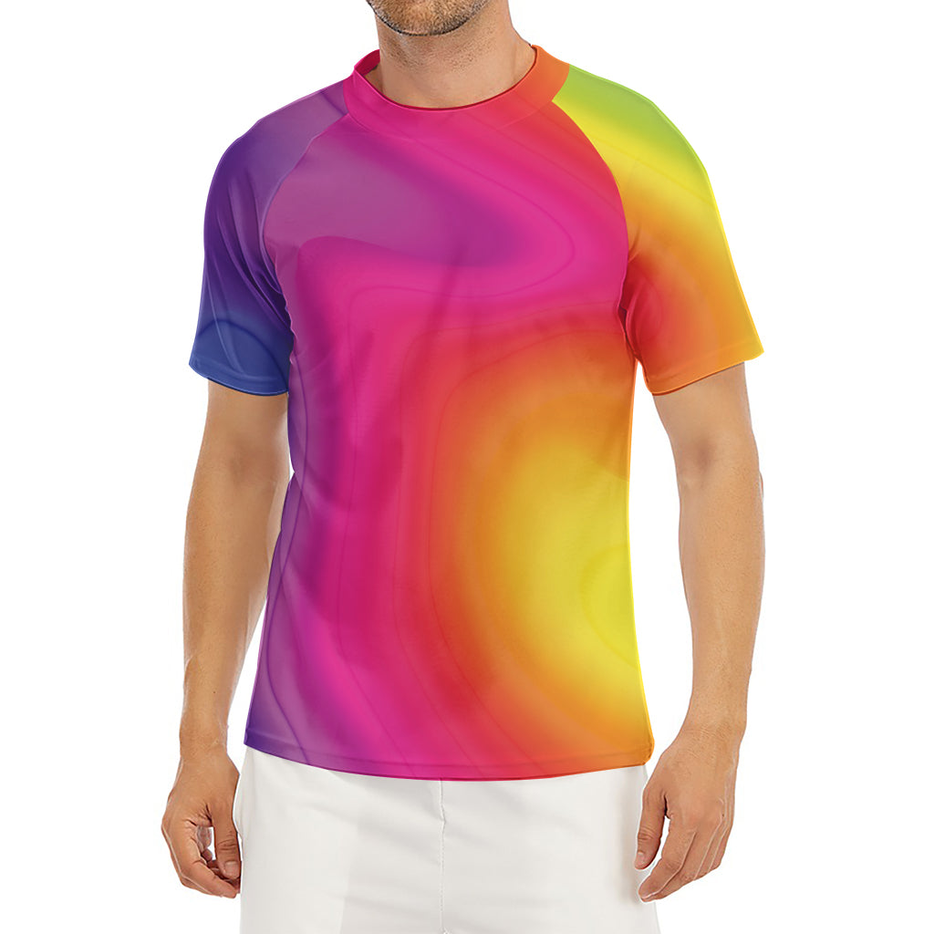 Rainbow Flow Print Men's Short Sleeve Rash Guard