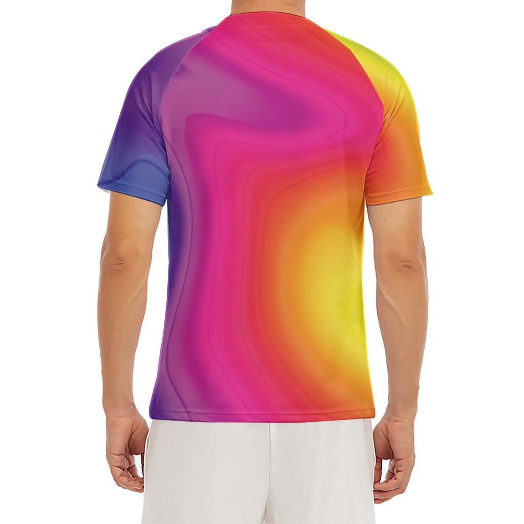 Rainbow Flow Print Men's Short Sleeve Rash Guard