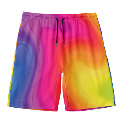Rainbow Flow Print Men's Swim Trunks