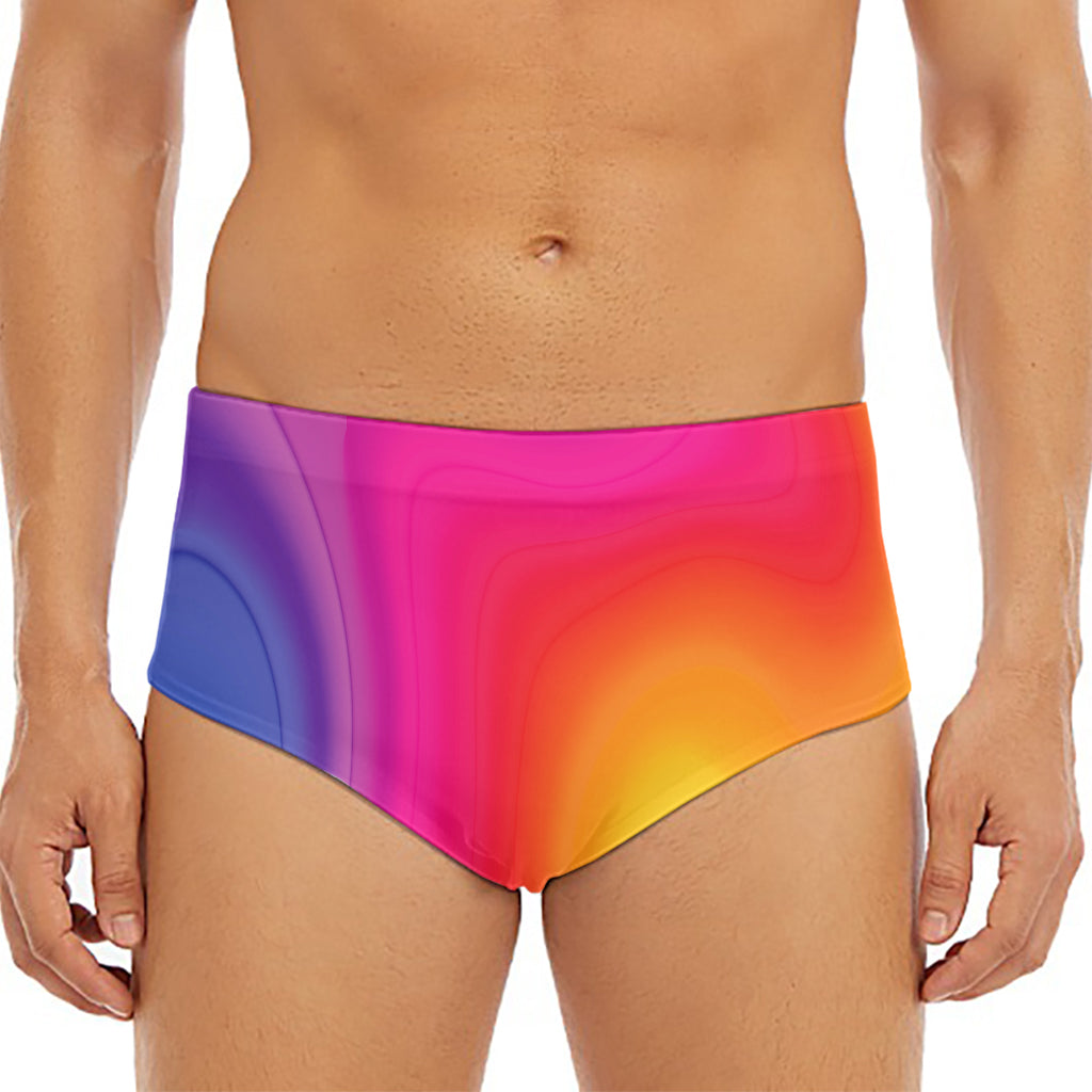 Rainbow Flow Print Men's Triangle Swim Briefs