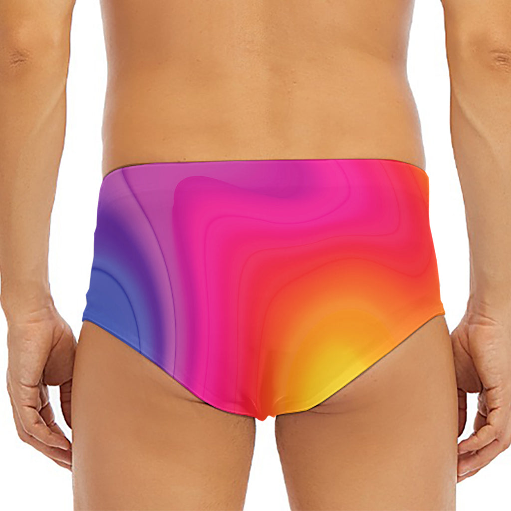 Rainbow Flow Print Men's Triangle Swim Briefs