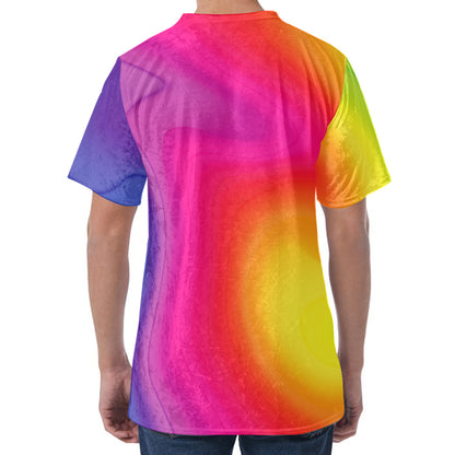Rainbow Flow Print Men's Velvet T-Shirt