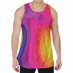 Rainbow Flow Print Men's Velvet Tank Top