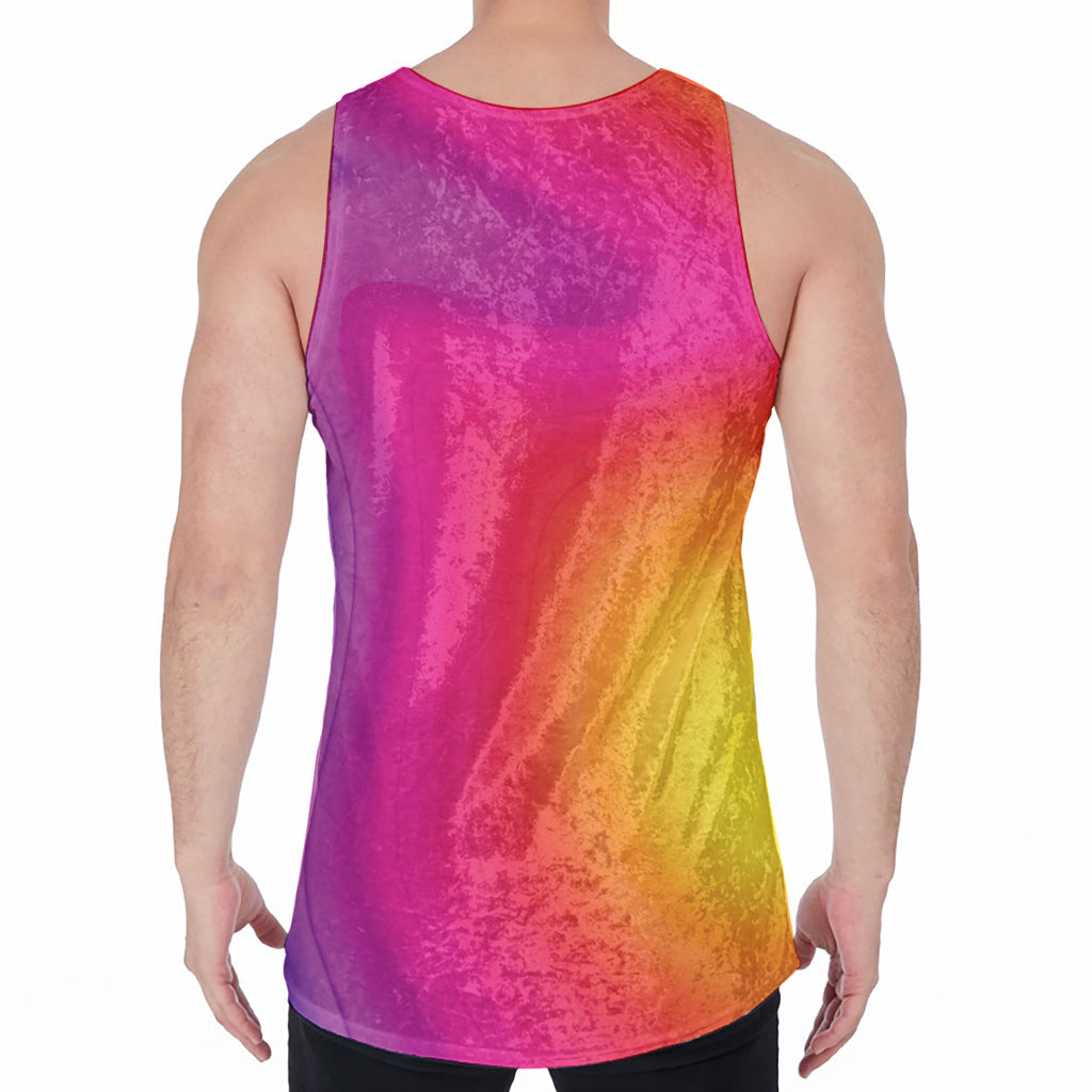 Rainbow Flow Print Men's Velvet Tank Top