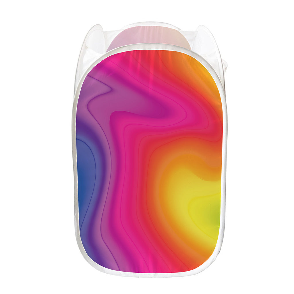 Rainbow Flow Print Mesh Laundry Hamper