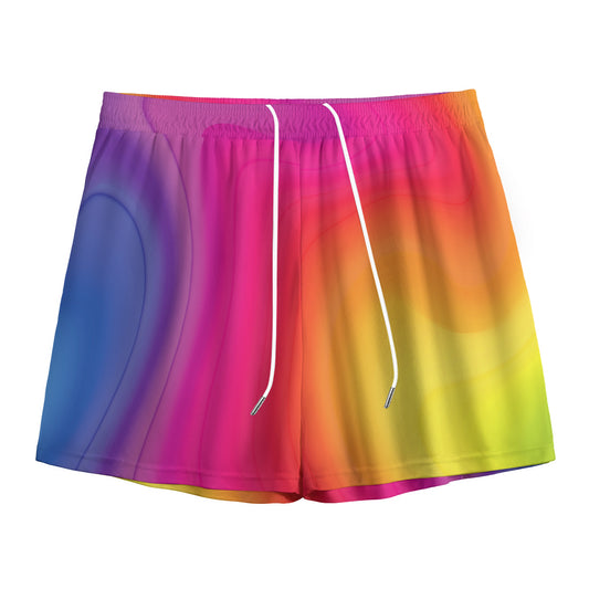 Rainbow Flow Print Mesh Shorts