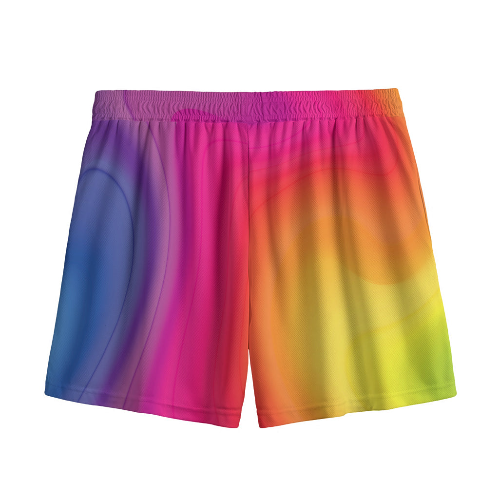 Rainbow Flow Print Mesh Shorts
