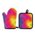 Rainbow Flow Print Oven Mitt And Pot Holder Set