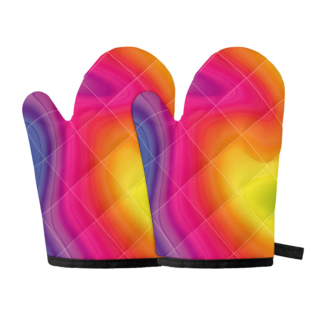 Rainbow Flow Print Oven Mitts