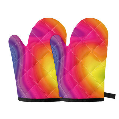 Rainbow Flow Print Oven Mitts
