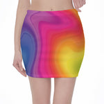 Rainbow Flow Print Pencil Mini Skirt