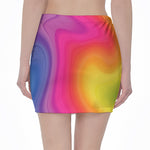 Rainbow Flow Print Pencil Mini Skirt