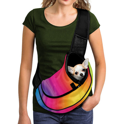Rainbow Flow Print Pet Sling Carrier