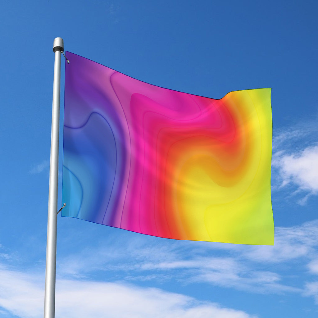 Rainbow Flow Print Polyester Flag