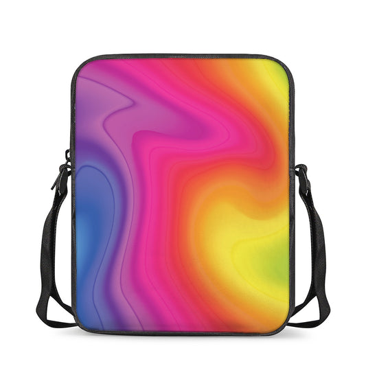 Rainbow Flow Print Rectangular Crossbody Bag