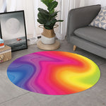 Rainbow Flow Print Round Rug