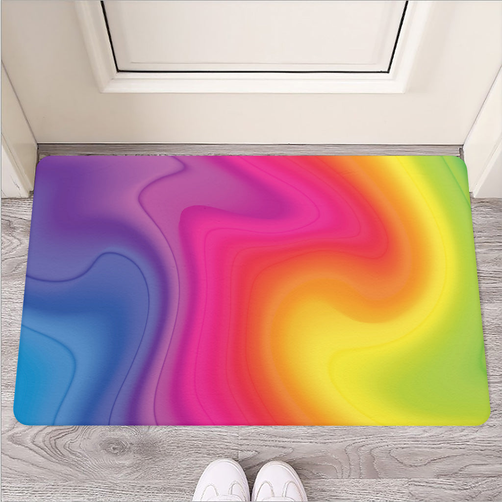 Rainbow Flow Print Rubber Doormat