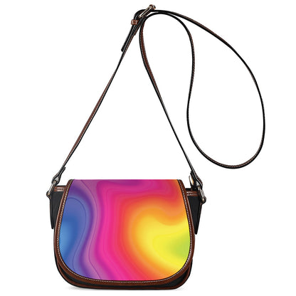 Rainbow Flow Print Saddle Bag