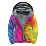 Rainbow Flow Print Sherpa Lined Zip Up Hoodie