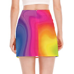 Rainbow Flow Print Side Slit Mini Skirt