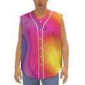 Rainbow Flow Print Sleeveless Baseball Jersey