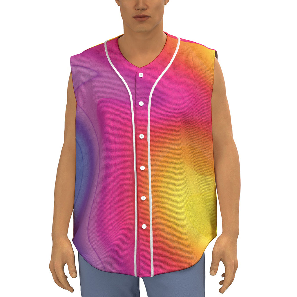 Rainbow Flow Print Sleeveless Baseball Jersey