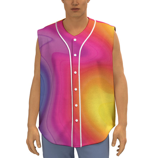 Rainbow Flow Print Sleeveless Baseball Jersey