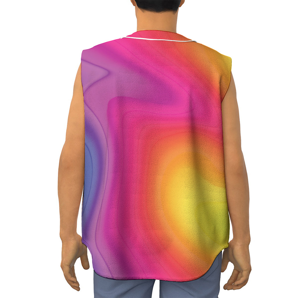 Rainbow Flow Print Sleeveless Baseball Jersey